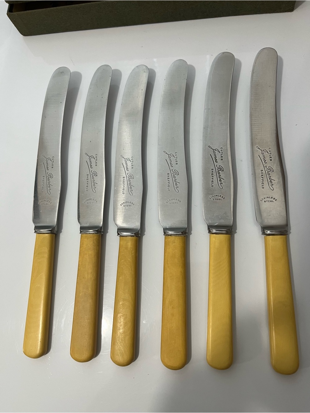 Vintage Sheffield Butter Knives by James Barber Stainless Steel Set of 6